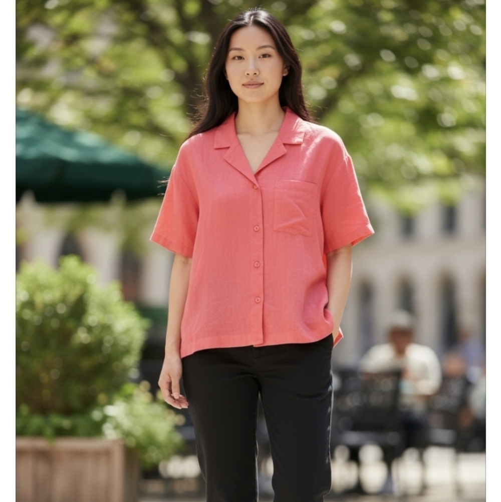 NWT A NEW DAY Coral Button-Up Blouse.Size XXL, 55% Linen - Picture 10 of 10